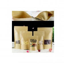 Kraft Paper Reusable Food Pouches with Transparent Window